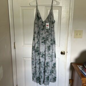 Watercolor Crinkle Wrap Dress